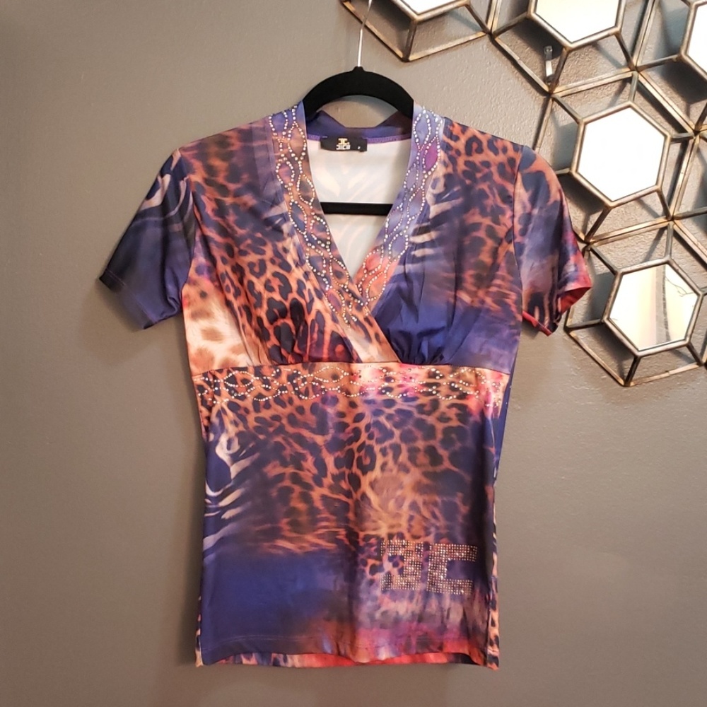 Dressy Multicolor Women's Top With Stones Small